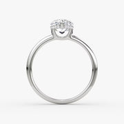 Pear Cut - Plain Band Hidden Halo - Classic Engagement Ring- 14 K Gold